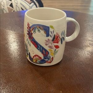 Anthropologie Floral Monogram Mug - Multicolor